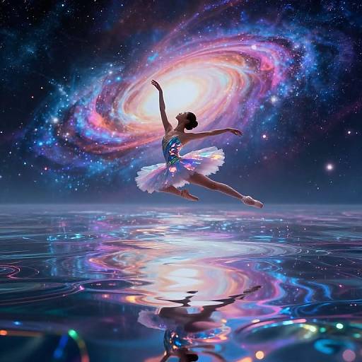 Surreal Ballerina Leap in Psychedelic Realm