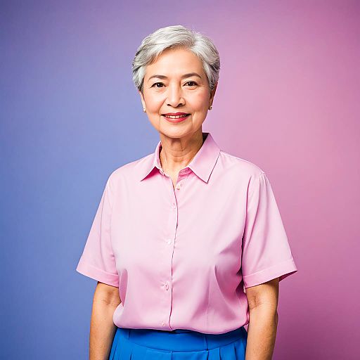 Cheerful Grandmother in Chic Outfit Photo-Shoot