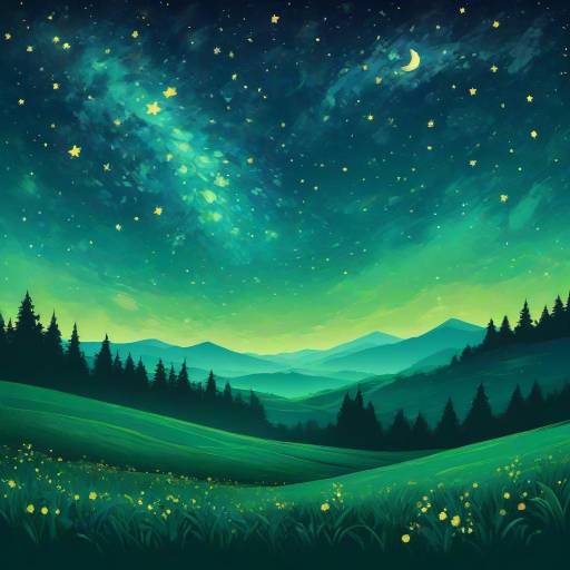 Starry Night with Green Accents