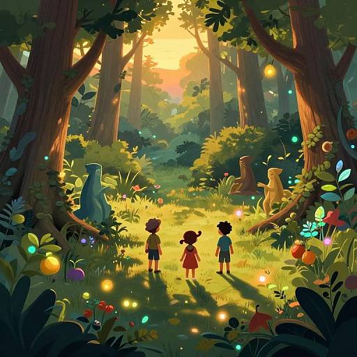 Enchanted Forest Spirits at Sunset