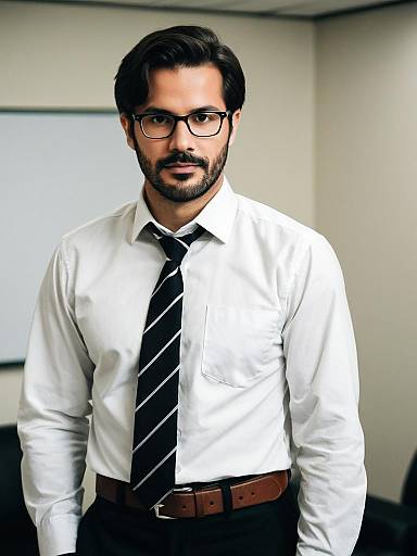 Professional Young Man in White Shirt and Glasses