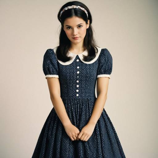 Young Woman in British Tea Dress with Hairband