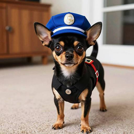 Chihuahua Puppy in Police Outfit