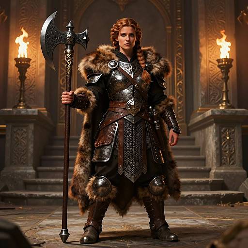 Fierce Female Dwarf Shieldmaiden Portrait