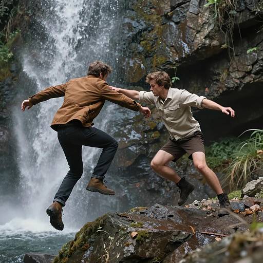 Dynamic Cliff Jump Action Scene