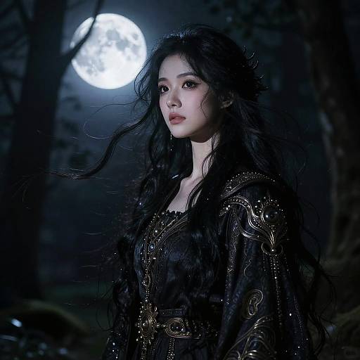 Ethereal Moonlit Forest Portrait