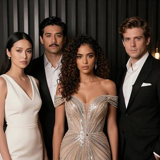 Elegant Group Portrait with Intense Gazes