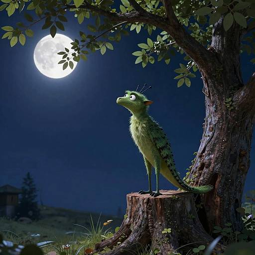 Lorax on Stump Under Starry Sky