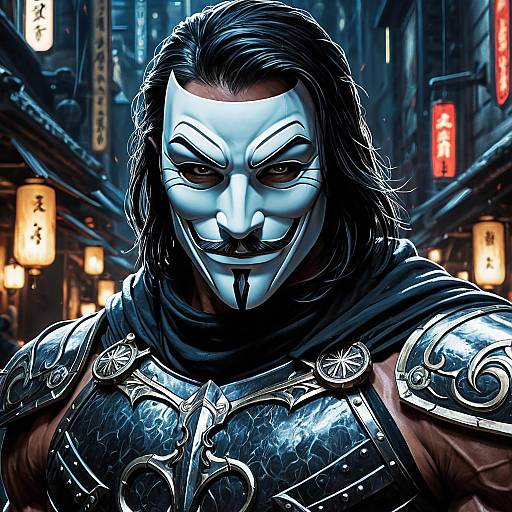 Fantasy Warrior Wearing Anonymous Mask