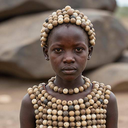 Young African Girl in Pebbles Costume