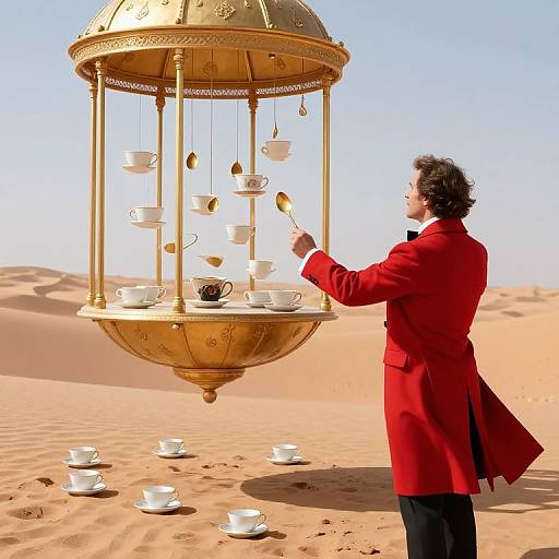 Silent Conductor Orchestrating Floating Teacups