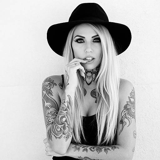 Edgy Blonde Woman with Tattoos