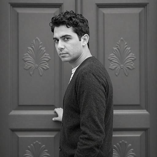 Elegant Man Posing by Ornate Doors