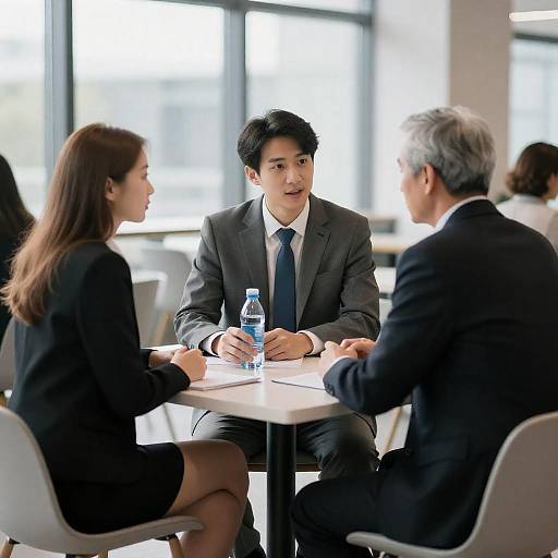 Business Meeting in Modern Office Cafeteria