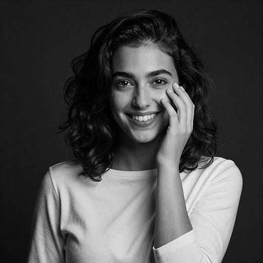 Playful High-Contrast Black and White Portrait