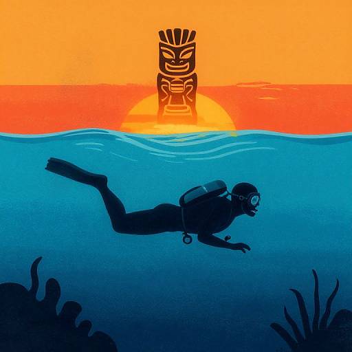 1800s Deep Sea Diver Monument at Sunset