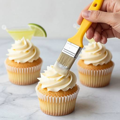 Glazing Vanilla Cupcakes with Pastry Brush