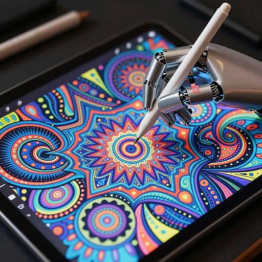 Robot Hand Creating Psychedelic Art