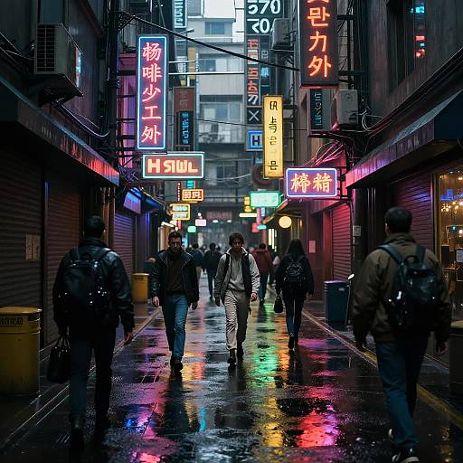 Cyberpunk Alleyway with Neon Lights