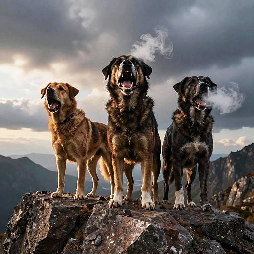 Fierce Dogs on Rugged Mountain Cliffs