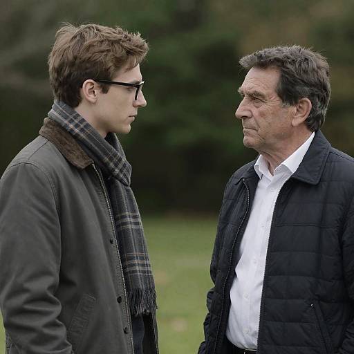 Intense Conversation Between Two Men Outdoors