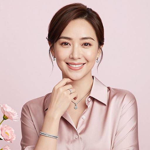 Elegant Woman in Pink Satin Attire