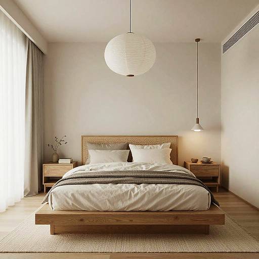 Elegant Retro Japandi Bedroom Design