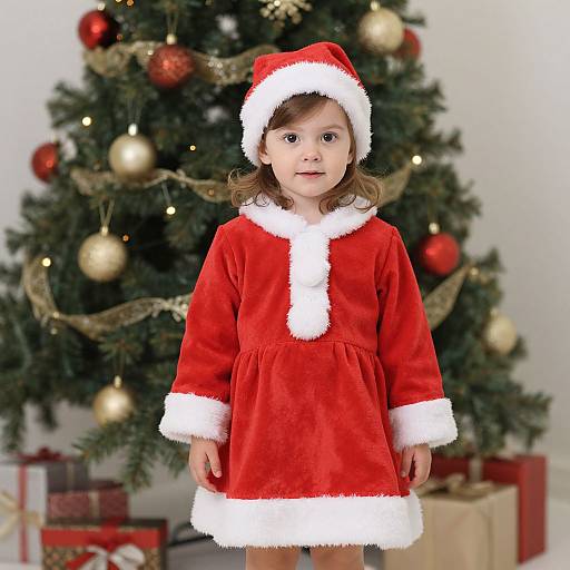 Toddler Girl in Santa Dress