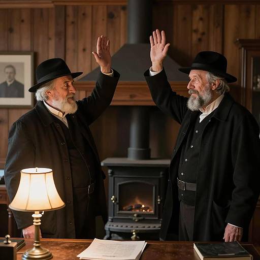 Elderly Men in Rustic Wooden Room