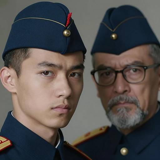 Dramatic Close-Up of Two Military Men