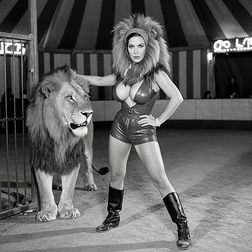 1930s Lion Tamer Woman Vintage Photo