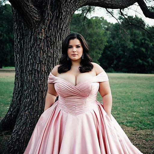 Trendy Plus Size Prom Dress Outdoors