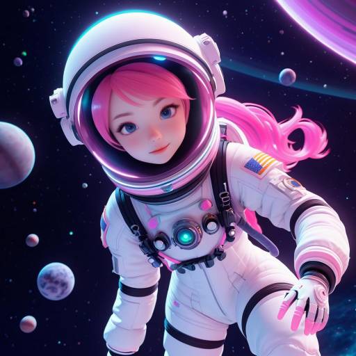Adventurous Astronaut Girl in Space