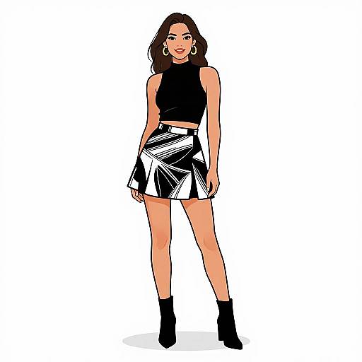 Modern Stylish Woman in Black Crop Top