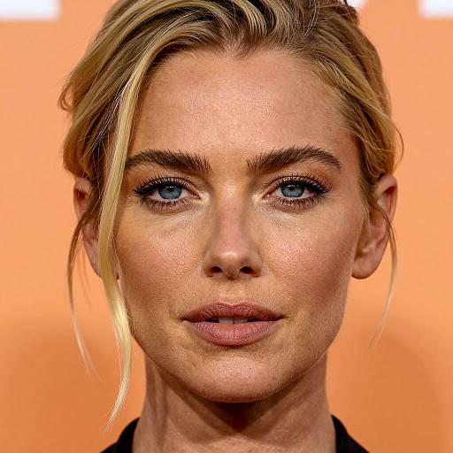 Close-up Portrait of Blonde Woman with Blue Eyes