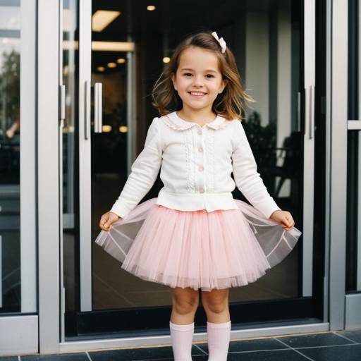 Smiling Toddler Girl in Pink Tutu Skirt