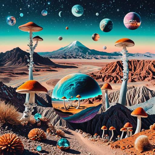 Surreal Psychedelic Mushroom and Alien Landscape Surreal Psychedelic Mushroom and Alien Landscape