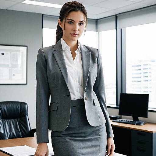 Professional Businesswoman in Grey Suit