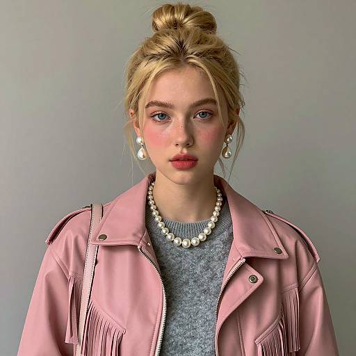 Chic Young Woman in Trendy Attire