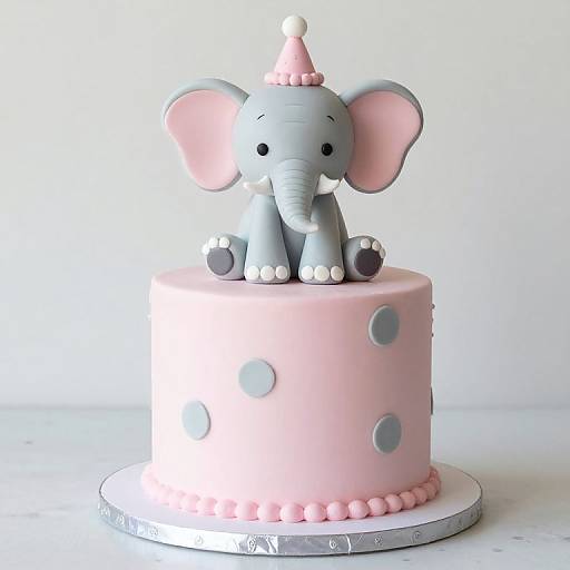 Pink & Gray Baby Elephant Cake Topper