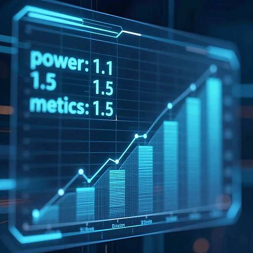 Digital graph display showing a blue-lit bar chart with a rising line, labeled 