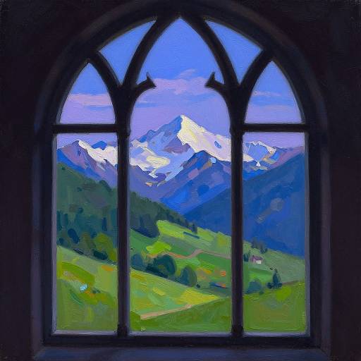 Impressionistic Swiss Mountain Twilight View