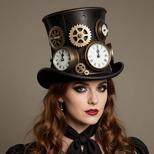 Steampunk Victorian Woman with Clocks