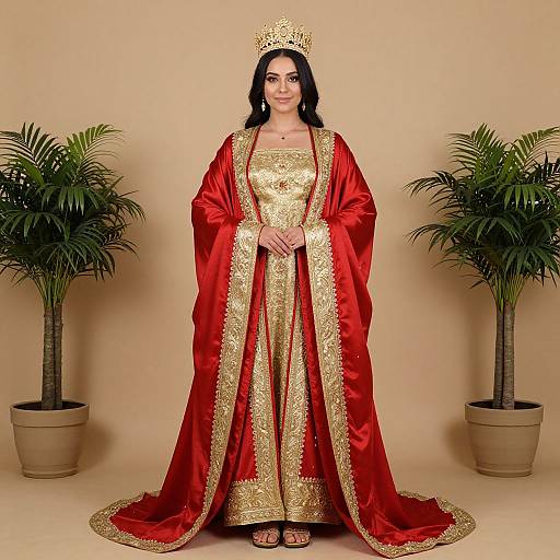 Regal Woman in Red and Gold Robe