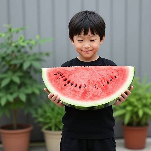 Smiling Boy with Watermelon Slice