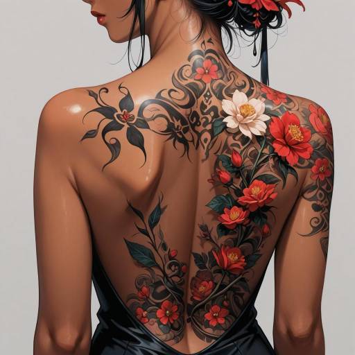 Elegant Flower Tattoos on Dark Skin