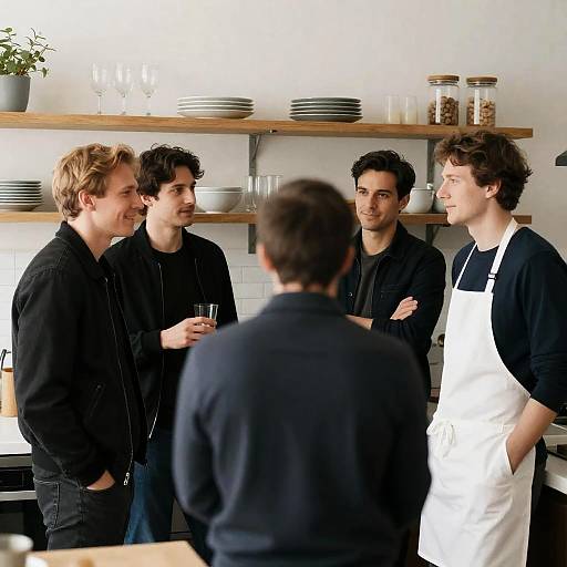 Casual Kitchen Gathering of Four Men