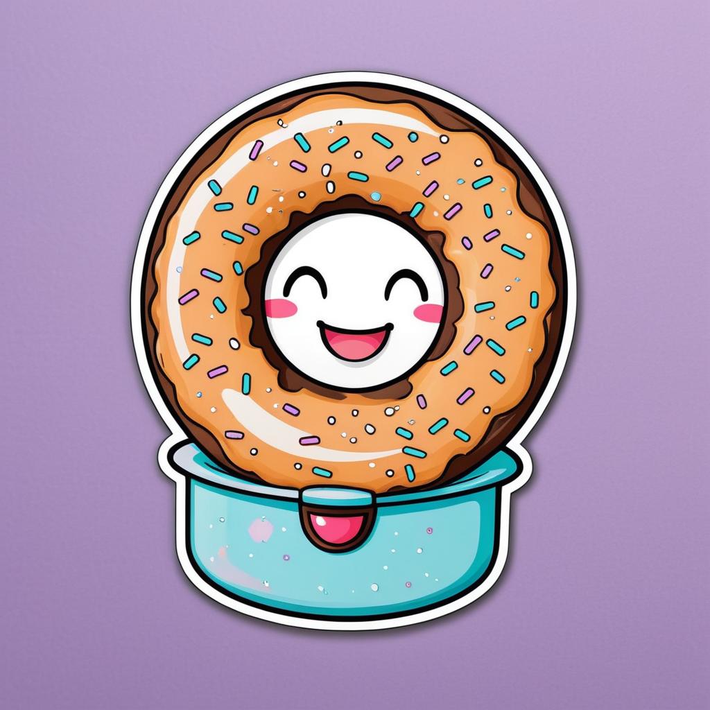 Kawaii Patina Donut Cartoon Sticker Design