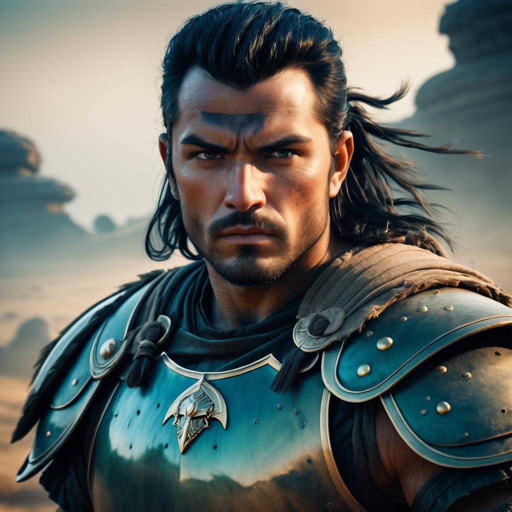 Fierce Warrior Portrait in Cinematic Setting