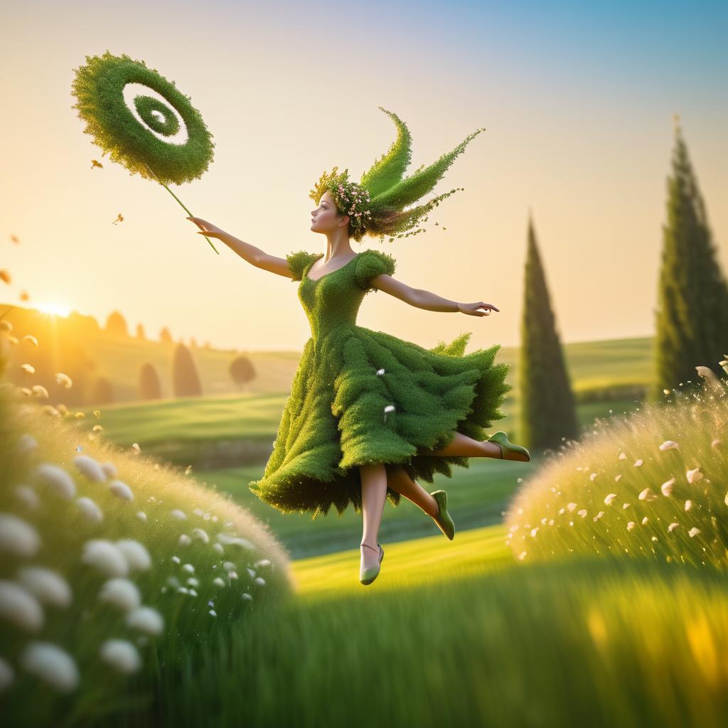 Whimsical Topiary Fairy in Enchanted Landscape